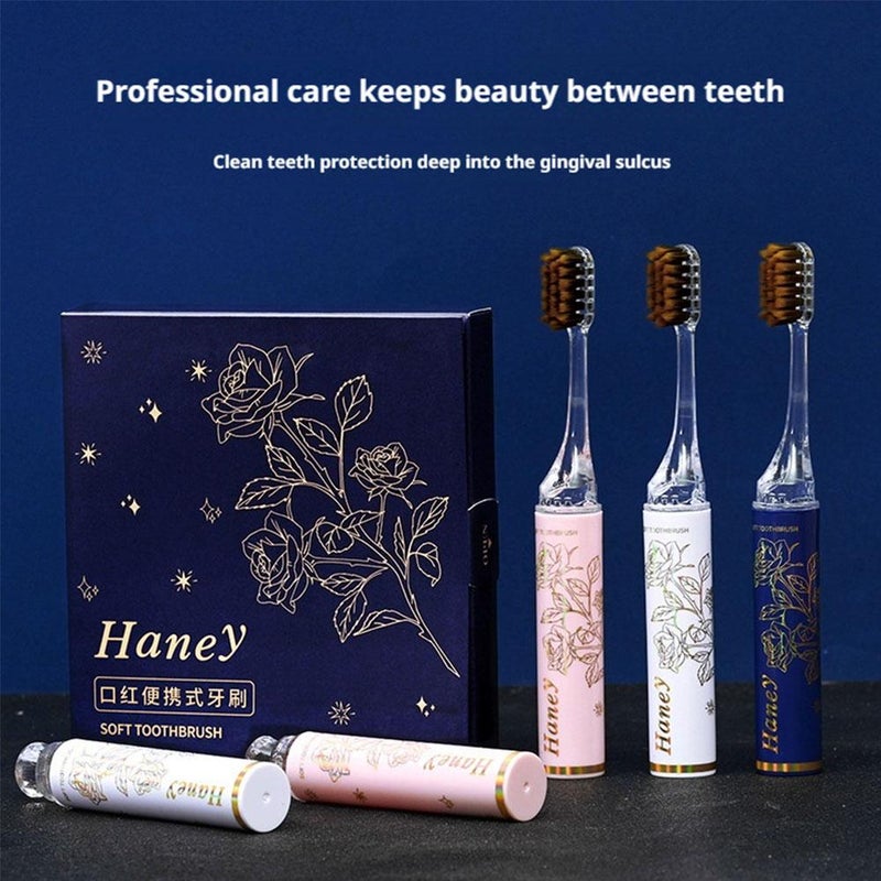 Portable Detachable Split Toothbrush – Lipstick & Star Flower Design, Soft Bristles for Sensitive Teeth, Compact & Lightweight for Business Trips, Camping, Travel (Pink 1pcs) - Image 5